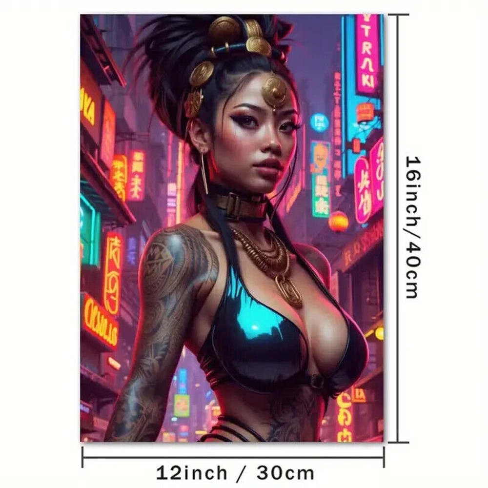 Stunning Tattoo Girl Futuristic Artistic Canvas Print 12" X 16" Art:Art Prints Style Your Walls